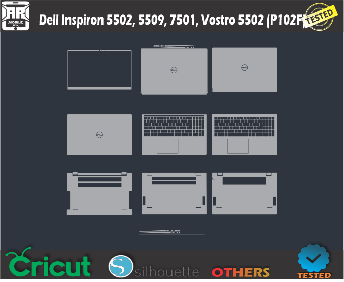Dell Inspiron 5502, 5509, 7501, Vostro 5502 (P102F) Skin Template Vector