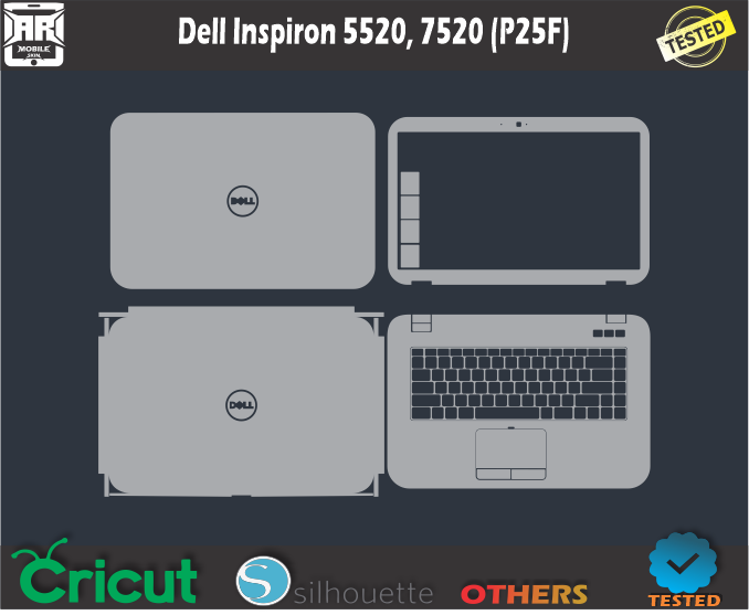 Dell Inspiron 5520, 7520 (P25F) Skin Template Vector