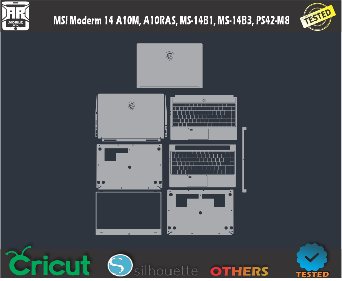 MSI Modern 14 A10M, A10RAS, MS-14B1, MS-14B3, PS42-M8 Skin Template Vector