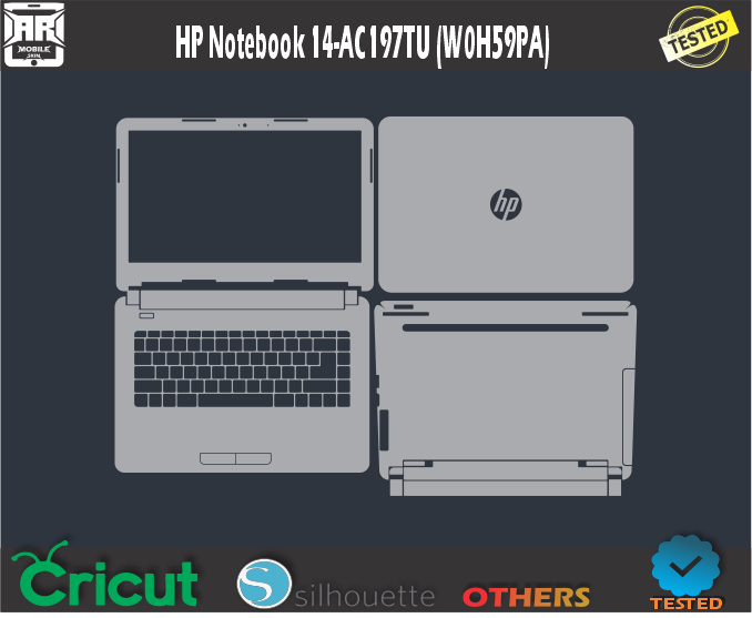 HP Notebook 14-AC197TU (W0H59PA) Skin Template Vector