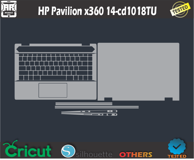 HP Pavilion x360 14-cd1018TU Skin Template Vector