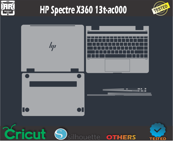 HP Spectre X360 13t-ac000 Skin Template Vector