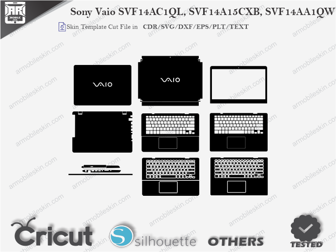 Sony Vaio SVF14AC1QL, SVF14A15CXB, SVF14AA1QW Skin Template Vector