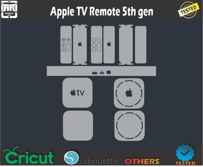 Apple TV Remote 5th gen Skin Template Vector