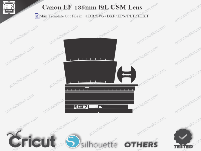 Canon EF 135mm f2L USM Lens Skin Template Vector