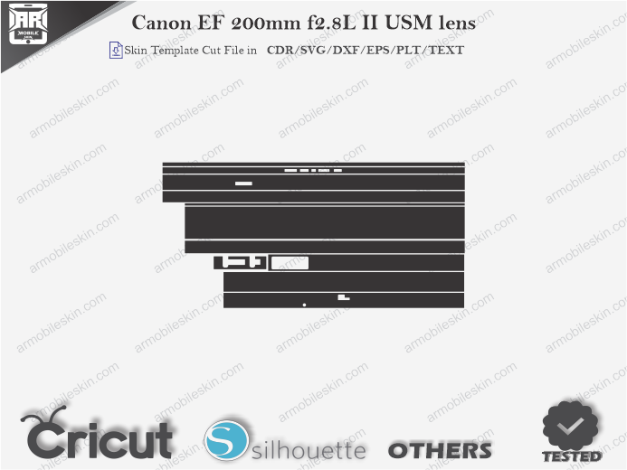 Canon EF 200mm f2.8L II USM lens Skin Template Vector