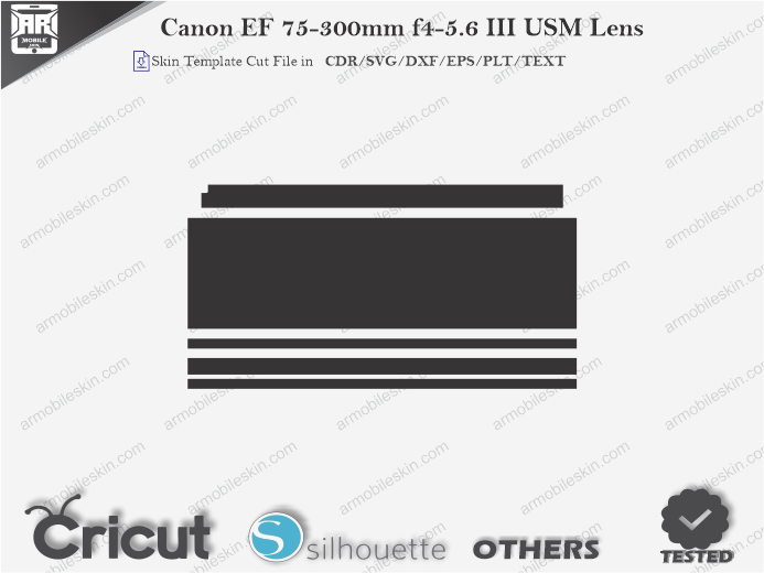 Canon EF 75-300mm f4-5.6 III USM Lens Skin Template Vector