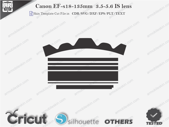 Canon EF-s18-135mm 3.5-5.6 IS lens Skin Template Vector