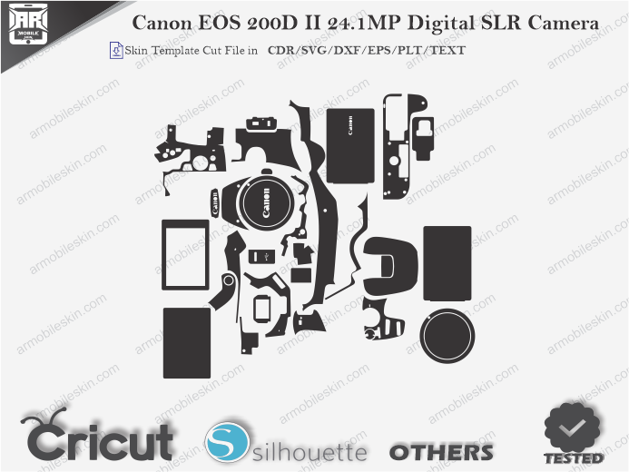 Canon EOS 200D II 24.1MP Digital SLR Camera Skin Template Vector