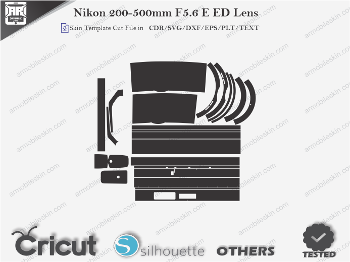 Nikon 200-500mm F5.6 E ED Lens Skin Template Vector