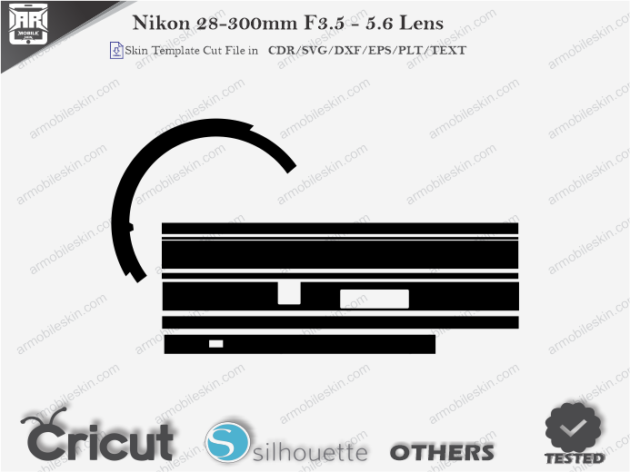 Nikon 28-300mm F3.5 - 5.6 Lens Skin Template Vector