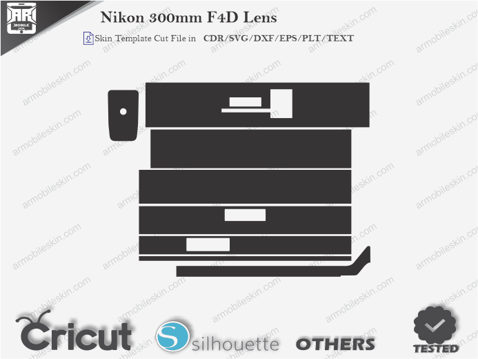 Nikon 300mm F4D Lens Skin Template Vector