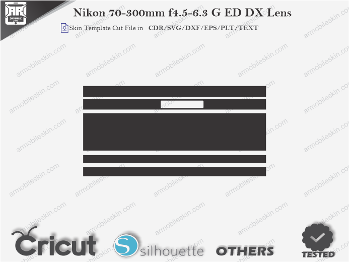 Nikon 70-300mm f4.5-6.3 G ED DX Lens Skin Template Vector