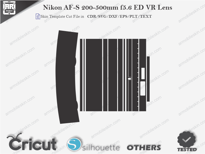 Nikon AF-S 200-500mm f5.6 ED VR Lens Skin Template Vector