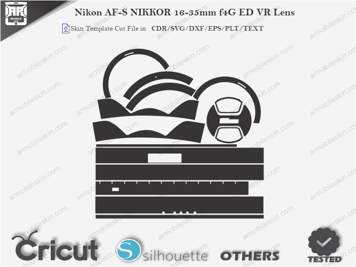 Nikon AF-S NIKKOR 16-35mm f4G ED VR Lens Skin Template Vector
