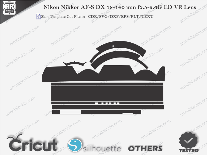 Nikon Nikkor AF-S DX 18-140 mm f3.5-5.6G ED VR Lens Skin Template Vector