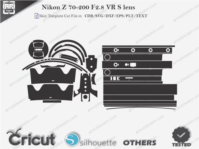 Nikon Z 70-200 F2.8 VR S lens Skin Template Vector