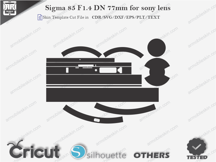 Sigma 85 F1.4 DN 77mm for Sony Lens Skin Template Vector
