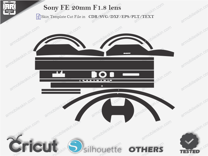 Sony FE 20mm F1.8 lens Skin Template Vector