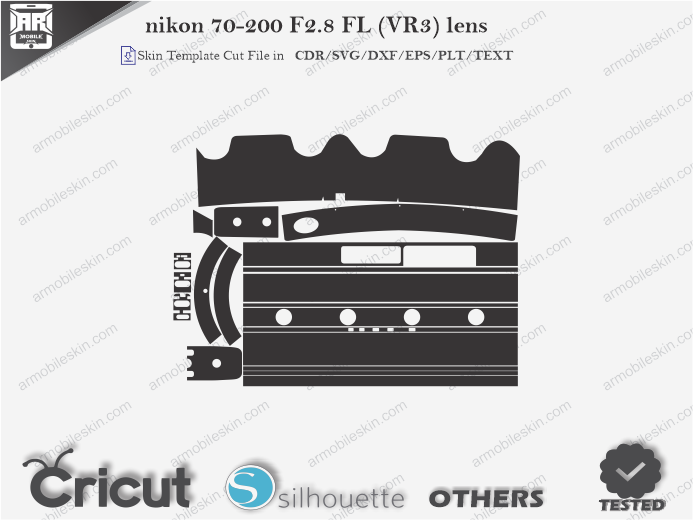 Nikon 70-200 F2.8 FL (VR3) lens Skin Template Vector