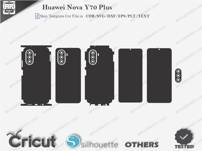 Huawei Nova Y70 Plus Skin Template Vector
