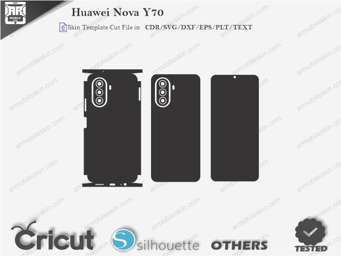 Huawei Nova Y70 Skin Template Vector
