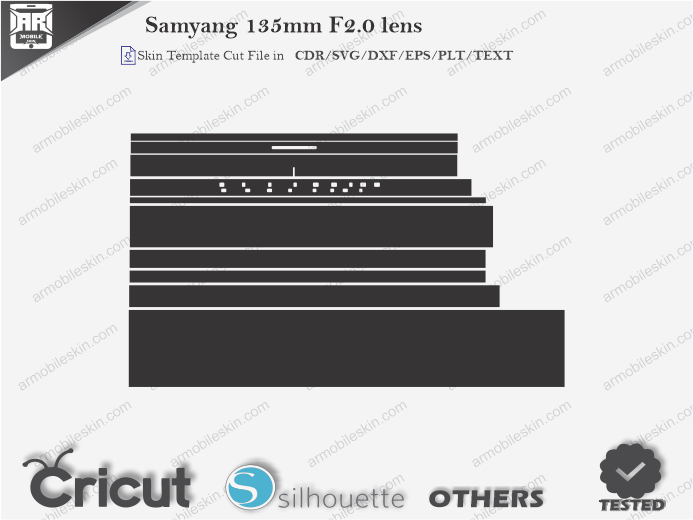 Samyang 135mm F2.0 lens Skin Template Vector