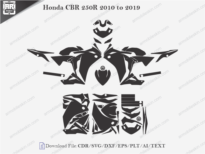 Honda CBR 250R 2010 to 2019 Wrap Skin Template