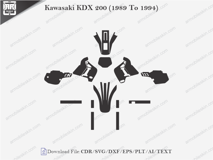 Kawasaki KDX 200 (1989 To 1994) Wrap Skin Template
