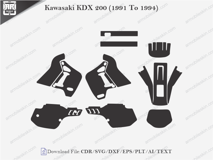 Kawasaki KDX 200 (1991 To 1994) Wrap Skin Template