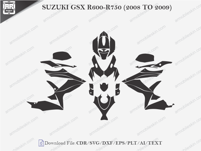 SUZUKI GSX R600-R750 (2008 TO 2009) Wrap Skin Template