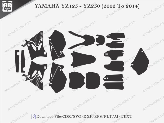YAMAHA YZ125 - YZ250 (2002 To 2014) Wrap Skin Template