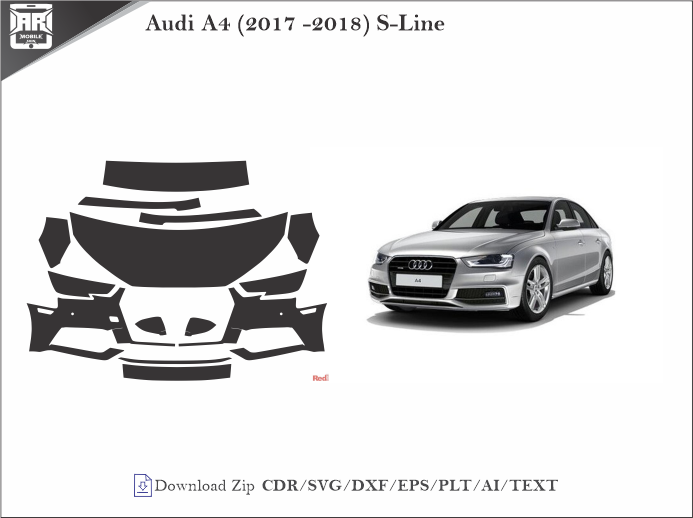 Audi A4 (2017 -2018) S-Line Car PPF Template