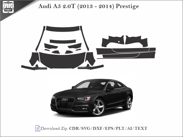 Audi A5 2.0T (2013 - 2014) Prestige Car PPF Template