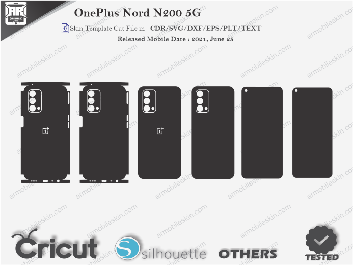 OnePlus Nord N200 5G Skin Template Vector