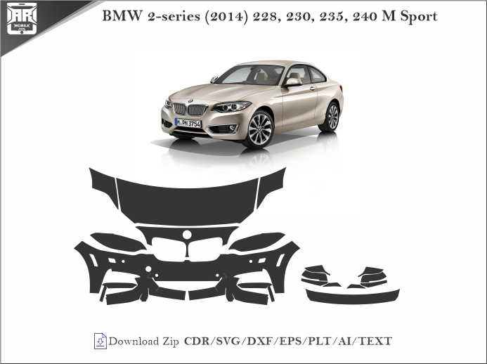 BMW 2-series (2014) 228, 230, 235, 240 M Sport Car PPF Template