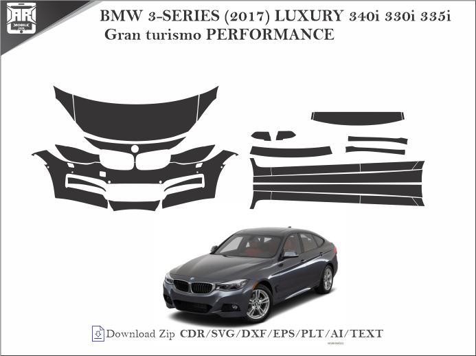 BMW 3-SERIES (2017) LUXURY 340i 330i 335i Gran turismo PERFORMANCE Car PPF Template