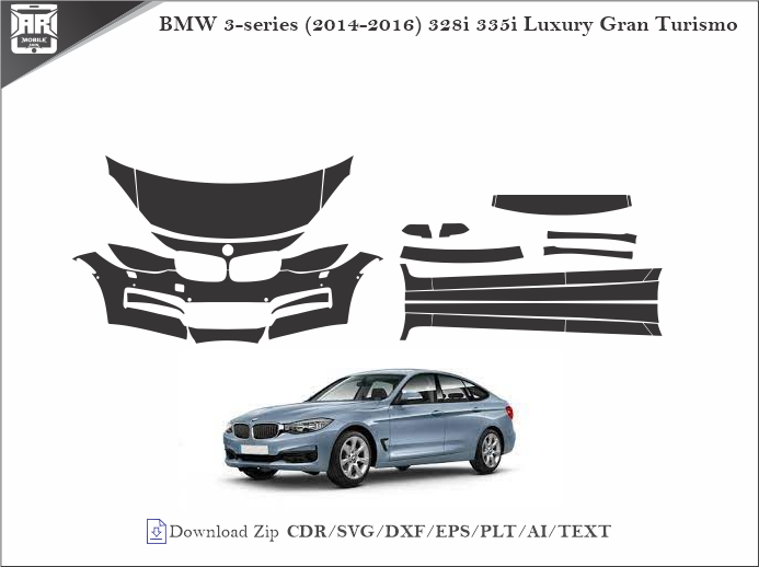BMW 3-series (2014-2016) 328i 335i Luxury Gran Turismo Car PPF Template