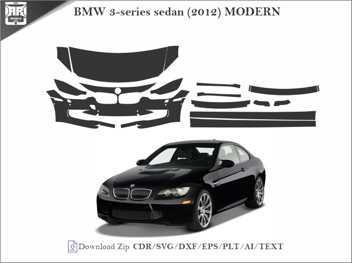 BMW 3-series sedan (2012) MODERN Car PPF Template