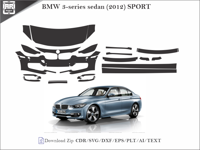 BMW 3-series sedan (2012) SPORT Car PPF Template