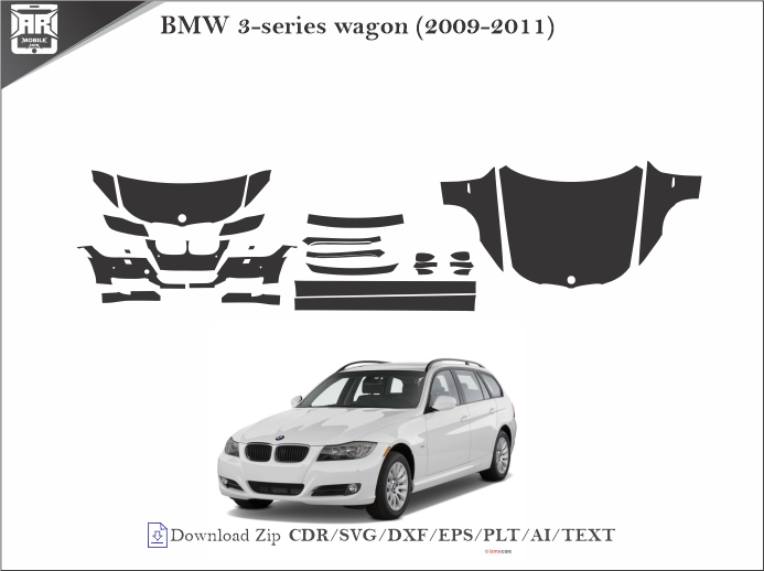 BMW 3-series wagon (2009-2011) Car PPF Template