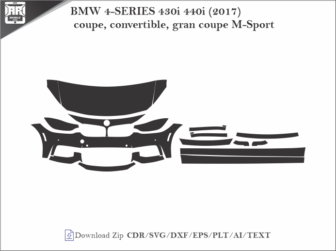 BMW 4-SERIES 430i 440i (2017) coupe, convertible, gran coupe M-Sport Car PPF Template