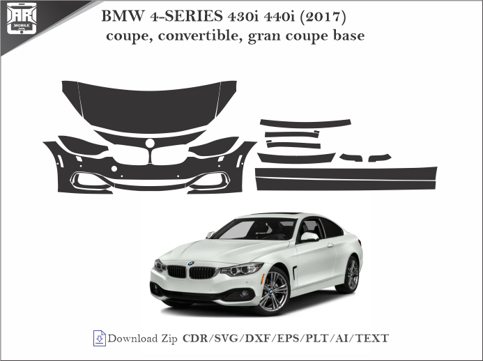 BMW 4-SERIES 430i 440i (2017) coupe, convertible, gran coupe base Car PPF Template