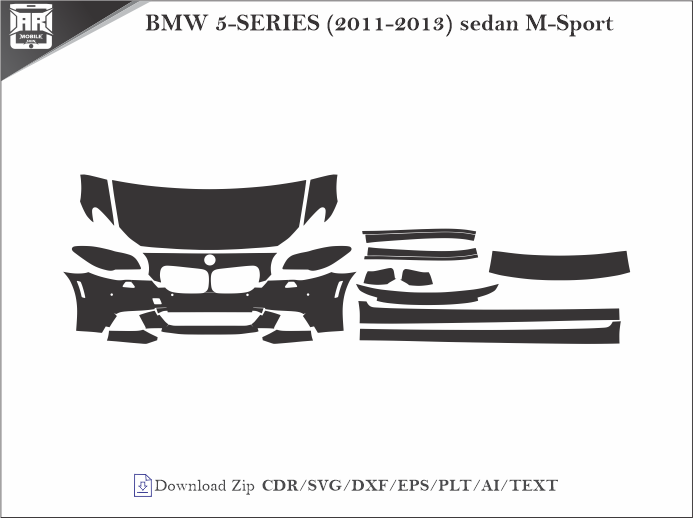 BMW 5-SERIES (2011-2013) sedan M-Sport Car PPF Template