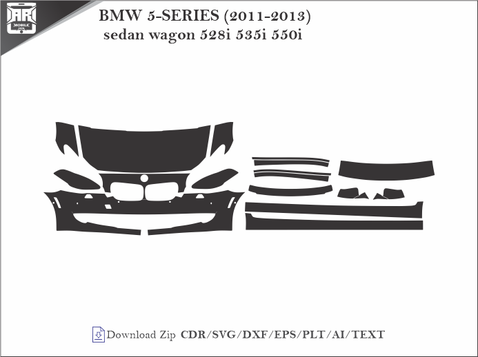 BMW 5-SERIES (2011-2013) sedan wagon 528i 535i 550i Car PPF Template