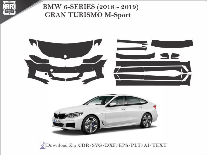 BMW 6-SERIES (2018 - 2019) GRAN TURISMO M-Sport Car PPF Template
