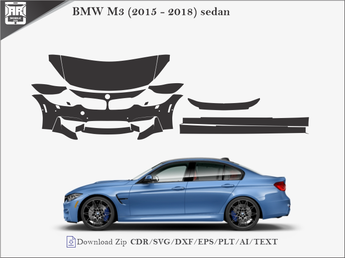 BMW M3 (2015 - 2018) sedan Car PPF Template