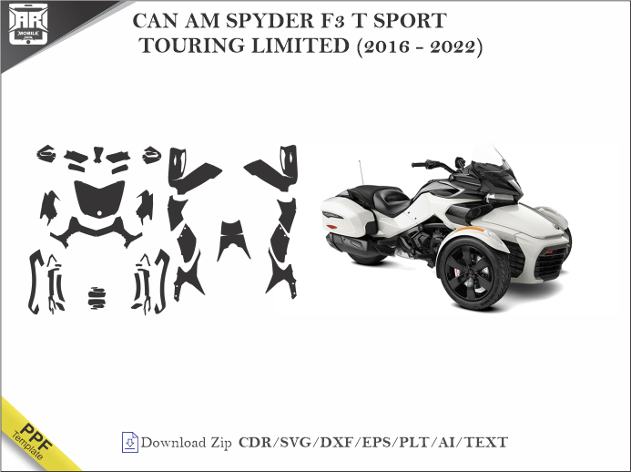 CAN AM SPYDER F3 T SPORT TOURING LIMITED (2016 - 2022) Car PPF Template