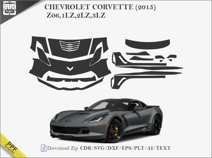 CHEVROLET CORVETTE (2015) Z06,1LZ,2LZ,3LZ Car PPF Template