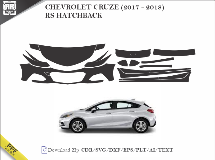CHEVROLET CRUZE (2017 - 2018) RS HATCHBACK Car PPF Template